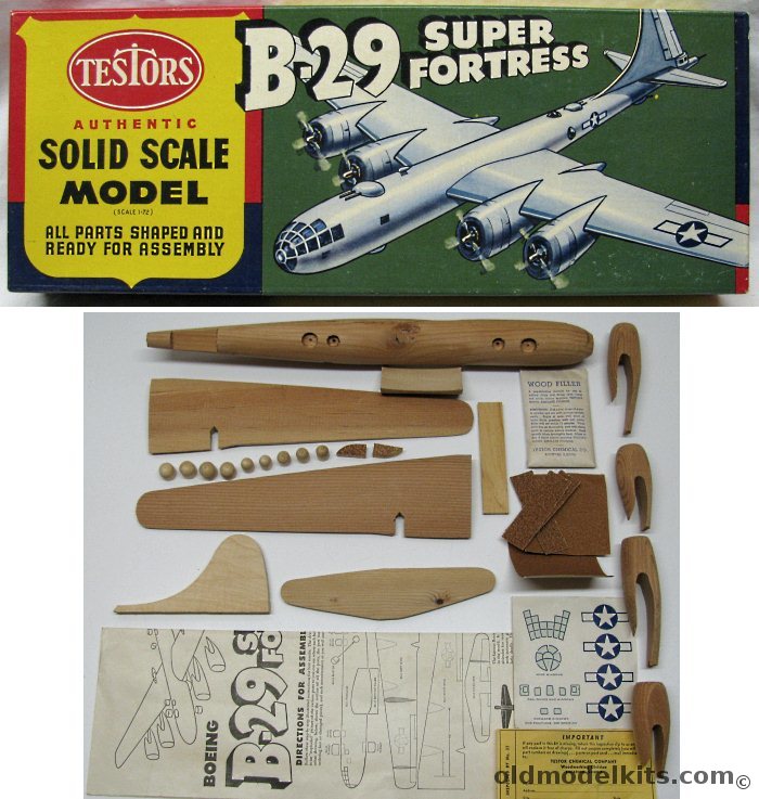 Testors 1/72 Boeing B-29 Superfortress - Solid Wood Kit, 555